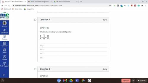 5/6 - what / 10 = 26 / 60
A. 4
B. 3
C. 2
D. 1