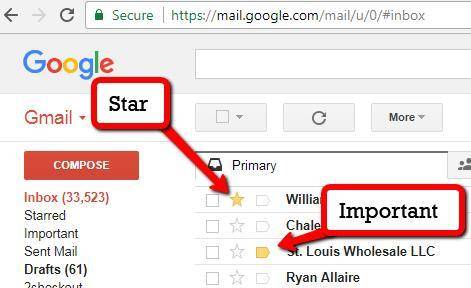 How do you mark a school email important? on gma/il