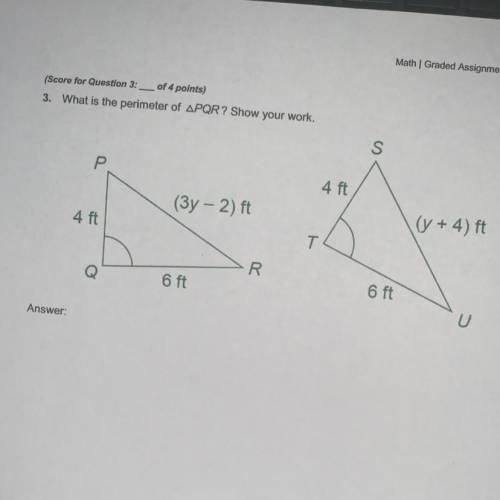 3. What is the perimeter of APQR? Show your work.