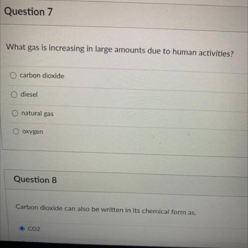 What gas is increasing in large amounts due to human activities?