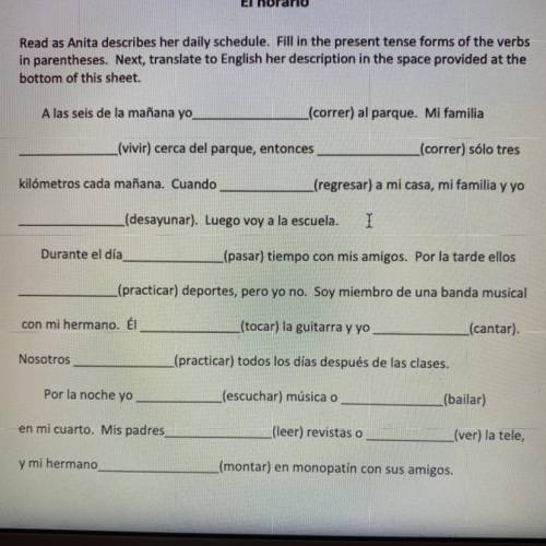 Please help me with this spanish it’s due in 2hours!