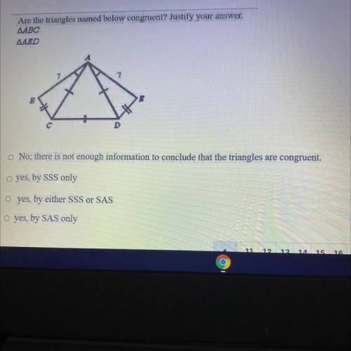 Are the triangles named below congruent? Justify your answer.
AABC
AAED