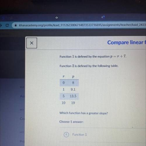 Function 1 is defined by the equation p=r +7.

Function 2 is defined by the following table.
T
P
0