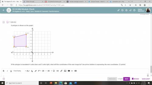 Plz help me 7th grade pre algebra polygon translation