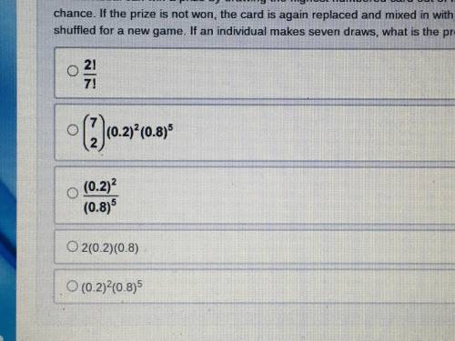 NEED HELP An individual can win a prize by drawing the highest numbered card out of five cards. Aft