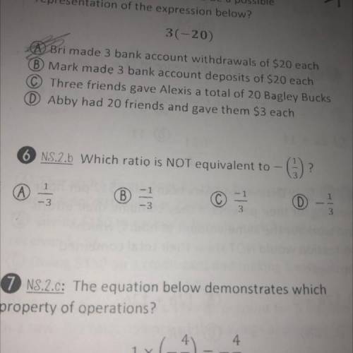 Which ratio is not equivalent to -(1/3) (#6)