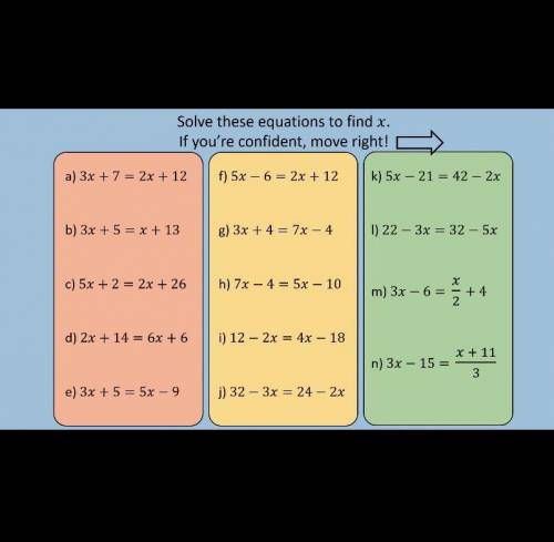 Can anyone give me any answers for the first 2 in each coloured section please