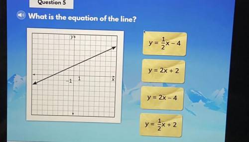 What is the equation of the line?
y= 1/2x-4
y = 2x + 2
y = 2x - 4
y =1/2x+2