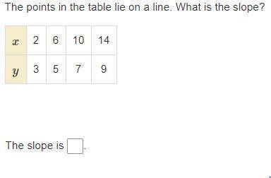 The points in the table lie on a line. What is the slope?

Please have a reasonable answer, this i