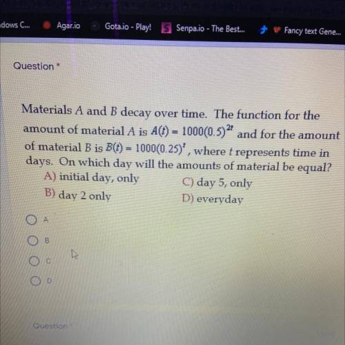 On which day will the amounts of material be equal?