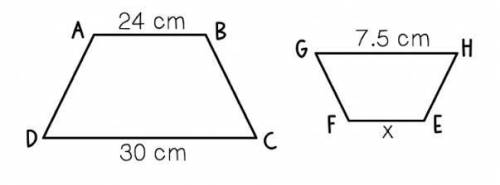 The two trapezoids below are similar. What is the length of EF