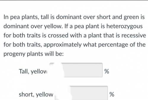 In pea plants, tall is dominant over short and green is dominant over yellow. If a pea plant

is h