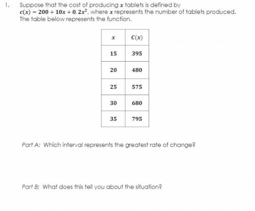 Suppose that the cost of producing x tablets is defined by c(x) = 200 + 10x + 0.2xEX2, where x repr