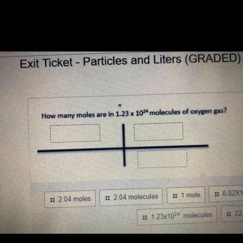How many moles are in 1.23 x 1024 molecules of oxygen gas.