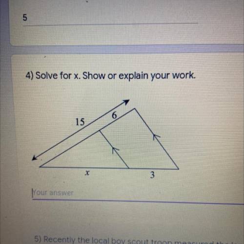 HELP ASAP Solve for x. Show or explain your work.