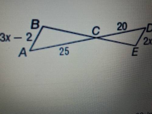 If triangle ABC ~ DEC, find x and the scale factor of ABC to DEC