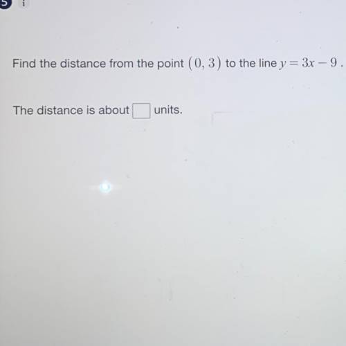 Find the distance from point (0,3) to the line y=3x-9