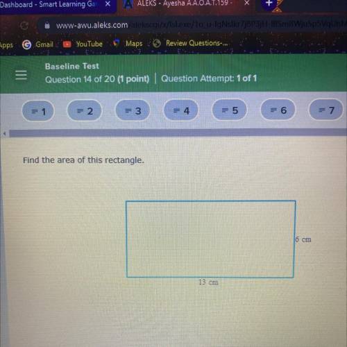 Find the area of 6cm 13cm