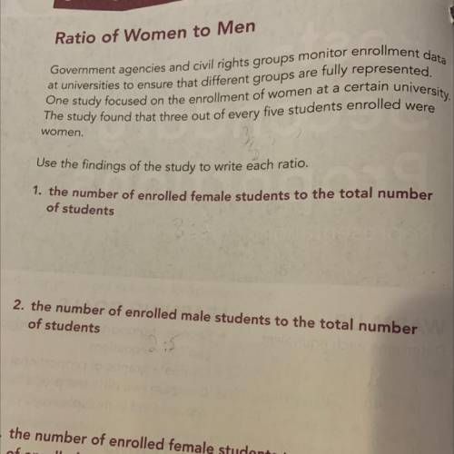 1. the number of enrolled female students to the total number
of students