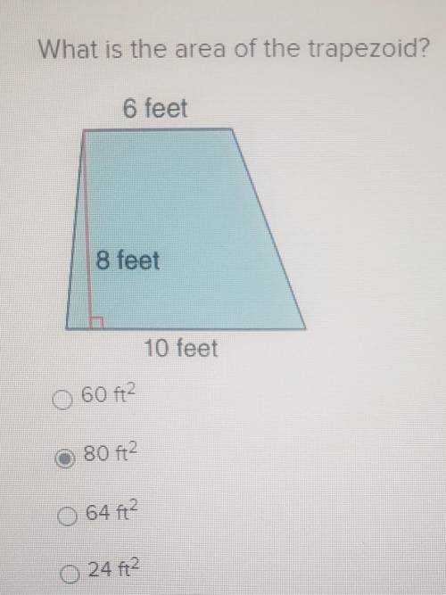 What is the area of the trapezoid?

Ignore that I've already marked an answer. That was on acciden