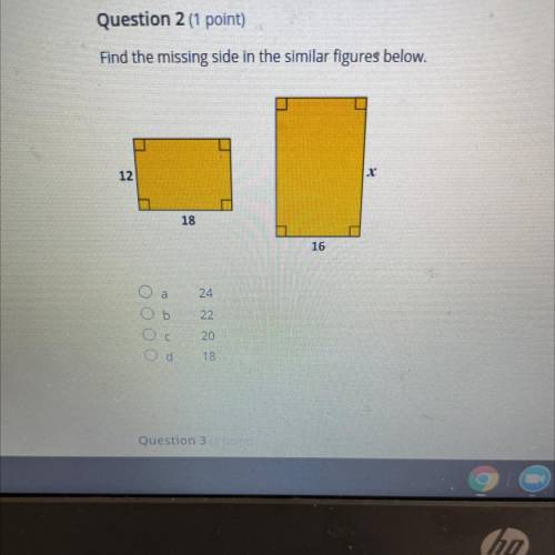 Find the missing side in the similar figures below