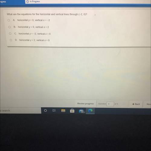 What are the equations for the horizontal and vertical lines through (-2, 0)?