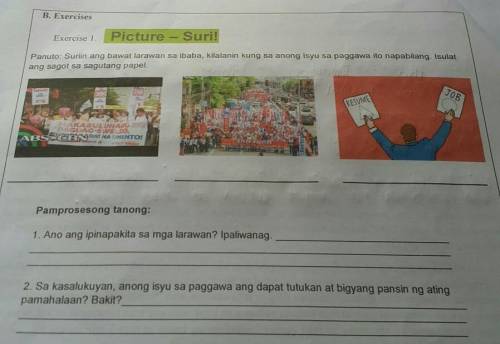 Pamprosesong tanong:

1. Ano ang ipinapakita sa mga larawan? ipaliwanag. 2. Sa kasalukuyang, anong