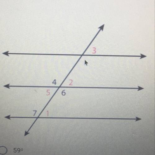 Given the diagram below if the measure of < 3 is 59° what is the

measure of < 2? 
59
69
141