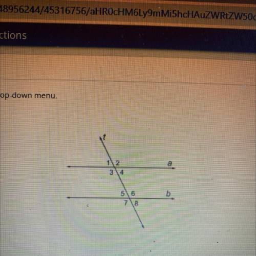 Select the correct answer from each drop-down menu.

in the figure, «||'
, and both lines are inte