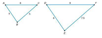 Triangle DEF is a scaled copy of triangle ABC. Which angle in the scaled copy corresponds to angle