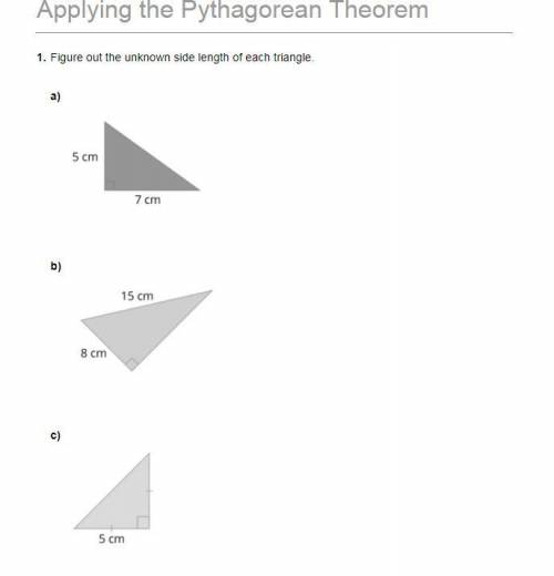 PLZZ HELP ASAPA :( ILL MAKE U BRAINLIST :)

''Figure out the unknown side length of each triangle.