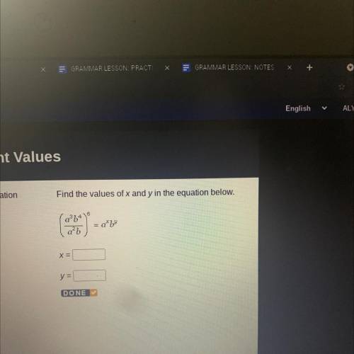 Find the values of x and y in the equation below.
HELP‼️‼️