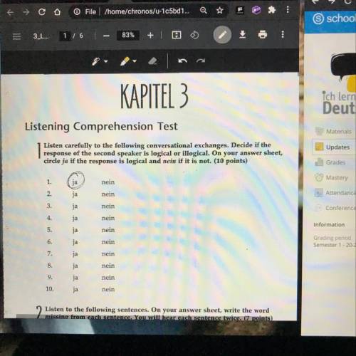 So I need the kapitel 3 listening comprehension test. It’s for German does anyone have it?