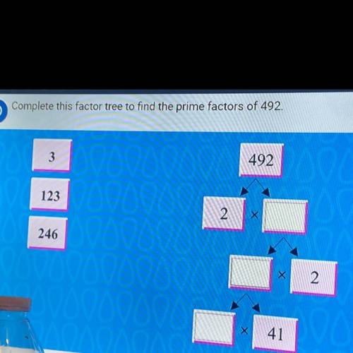 Complete this factor tree to find the prime factors of 492