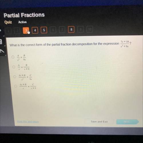 What is the correct form of the partial fraction decomposition for the expression 7x + 18
