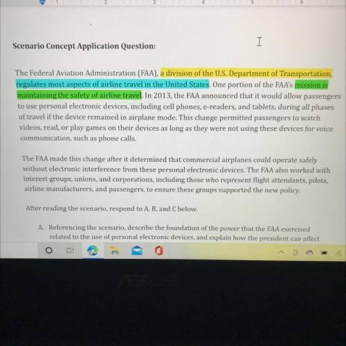 Referencing the scenario, describe the foundation of the power that the FAA exercised

related to