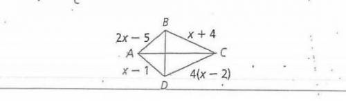 For which value of x in kite abcd at the right