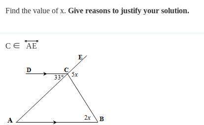 Find the value of x and give reasons.