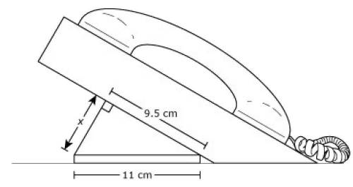 A side view of a desk telephone is shown below. which of the following is closest to the value of x