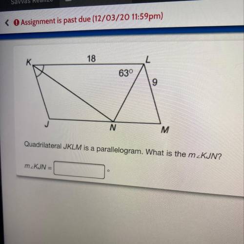 Quadrilateral JKLM is a parallelogram. What is the m KJN?