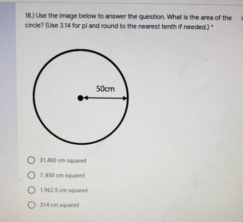 What is the area of the circle