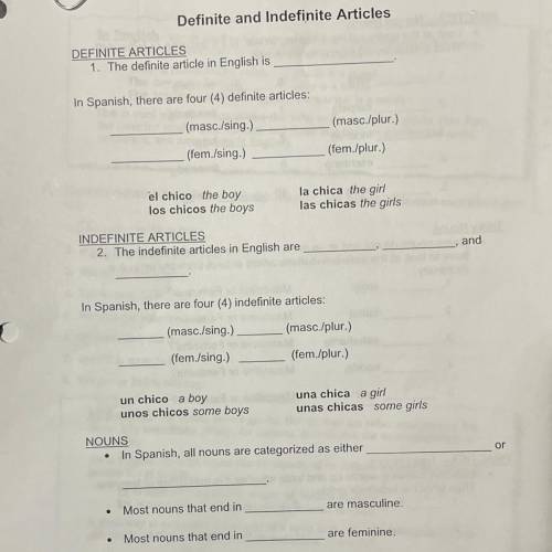 Please help me with this Definite and Indefinite Articles worksheet. I’m confused