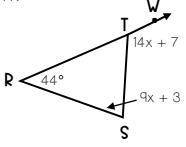 Find the value of x. Then, find the measure of Angle STW.
