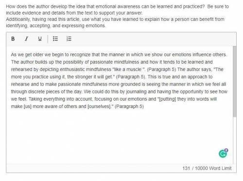 How does the author develop the idea that emotional awareness can be learned and practiced? Be sure