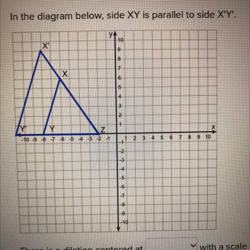 There is a dilation centered at (point z or the origin)

with a scale factor of (0.67, 1.50) which