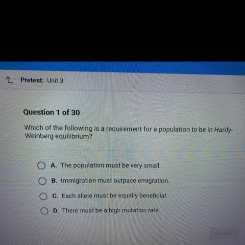 Which of the following is a requirement for a population to be in Hardy-Weinberg equilibrium?

A)