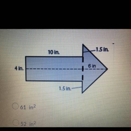 What is e area of the arrow?
A.61
B.52
C.40
D.17