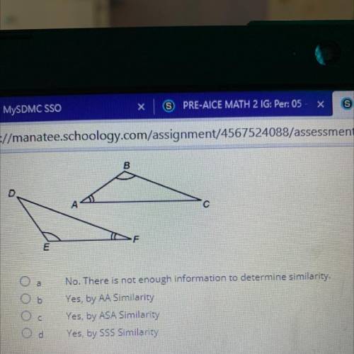 Determine whether each pair of triangles are similar. Justify your answer.