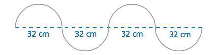 A wire is bent to form four semicircles. How long is the wire to the nearest hundredth?