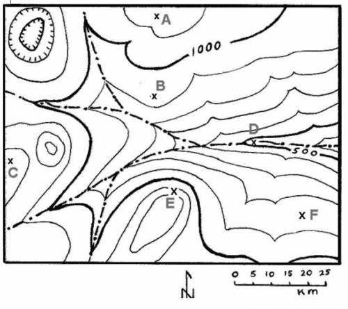 What is the elevation of point B?
What about F?